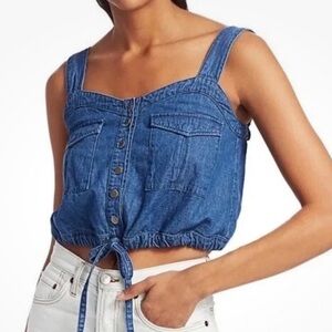 Free People Palm Desert Denim Crop Top Medium
